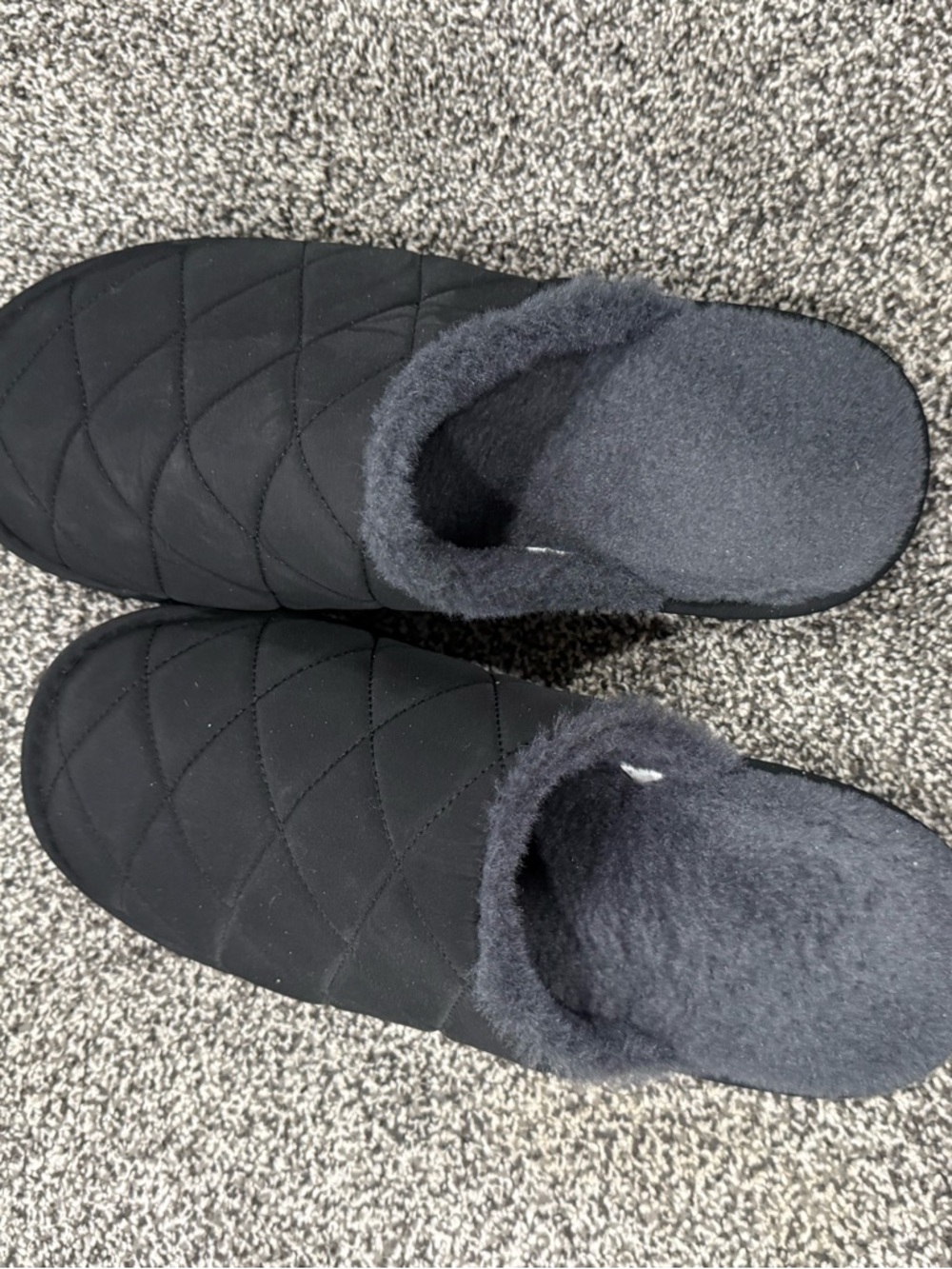 Quilted Black Cozy Slip-On Slippers